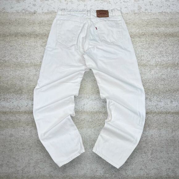 Vintage Levis Jeans 550 Relaxed Fit Snow White Denim Tapered Leg Made in USA 90s